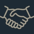 Two hands shaking, depicted in a simple line drawing on a dark background, symbolizing trusted partnerships—perfect for representing Squamish HVAC services.